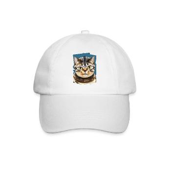 Katzengesicht 10 - Baseballkappe - Weiß/Weiß - Vorne