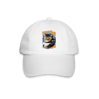 Weltraum Katze - Baseballkappe - Weiß/Weiß - Vorne