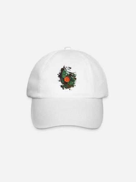 Blume - Baseballkappe - Weiß/Weiß