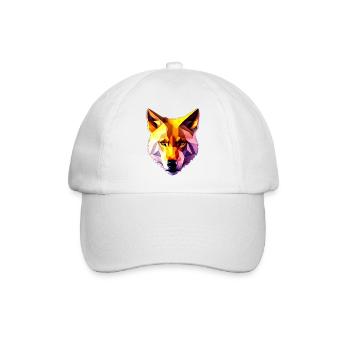 Low Poly Wolf Gesicht Design - Baseballkappe - Weiß/Weiß - Vorne