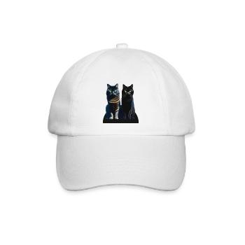 2 graue und schwarze Katzen - Baseballkappe - Weiß/Weiß - Vorne