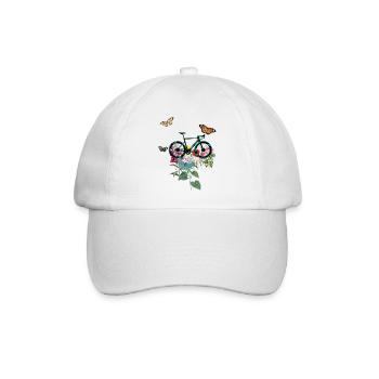 Blumen blühendes Fahrrad - Baseballkappe - Weiß/Weiß - Vorne