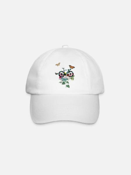 Blumen blühendes Fahrrad - Baseballkappe - Weiß/Weiß