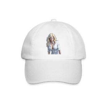 Blonde Frau - Baseballkappe - Weiß/Weiß - Vorne