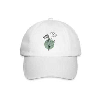 Blume mit grünem Kreis - Baseballkappe - Weiß/Weiß - Vorne