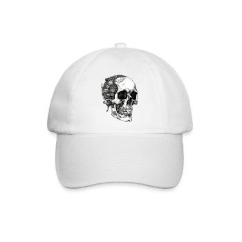 Gruseliger Machinen Totenkopf Schädel im Goth Stil - Baseballkappe - Weiß/Weiß - Vorne