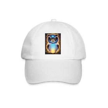 Süße Eule mit leichtender neon Aura & großen Augen - Baseballkappe - Weiß/Weiß - Vorne