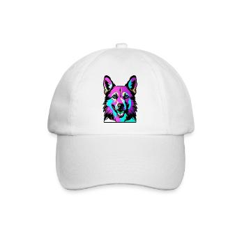 Glücklicher Hund. Glückliche Hunde. Deutscher Schäferhund - Baseballkappe - Weiß/Weiß - Vorne