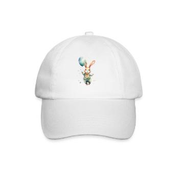 Hase, hangemalt mit Wasserfarben, pastelgrün, Baby - Baseballkappe - Weiß/Weiß - Vorne