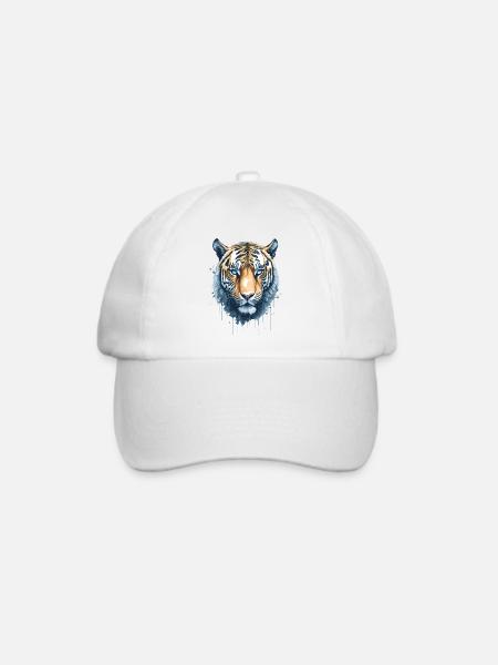 Aquarell Tigerkopf - Baseballkappe - Weiß/Weiß