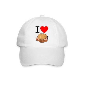 i love Leberkäs - ich liebe Leberkäsesemmeln - Baseballkappe - Weiß/Weiß - Vorne
