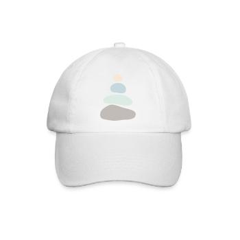 Minimalistischer Steinstapel – Zen Balance Art - Baseballkappe - Weiß/Weiß - Vorne