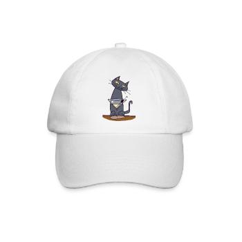 Katze mit Martini - Baseballkappe - Weiß/Weiß - Vorne