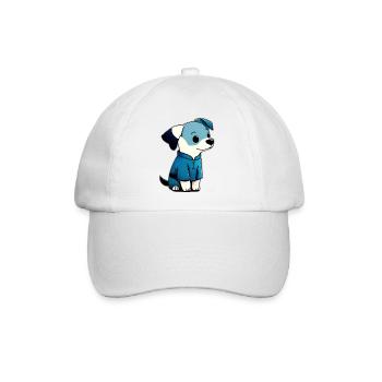Niedlicher Hund blaue Jacke - Baseballkappe - Weiß/Weiß - Vorne