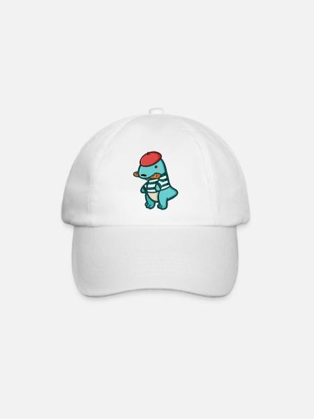 hugadino Dino Umarmung, süßer Dinosaurier - Baseballkappe - Weiß/Weiß
