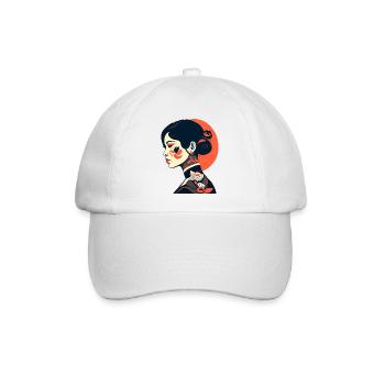 Geisha Tattoo Girl - Baseballkappe - Weiß/Weiß - Vorne