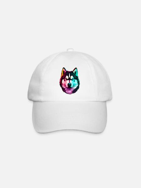 Wolf Husky Hund - Baseballkappe - Weiß/Weiß