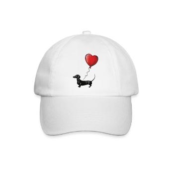 Herzballon Dackel Illustration - Baseballkappe - Weiß/Weiß - Vorne