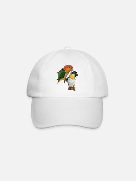 Der orangeköpfige Caique - Baseballkappe - Weiß/Weiß