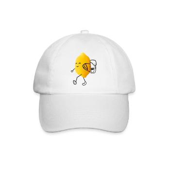 Wander-Zitrus - Zitrone auf Abenteuerreise - Baseballkappe - Weiß/Weiß - Vorne