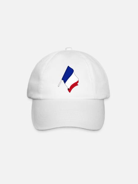 Flagge: Frankreich - Baseballkappe - Weiß/Weiß