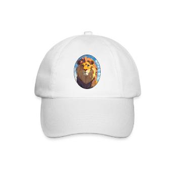 Löwe mit blauen Augen (Oval) - Baseballkappe - Weiß/Weiß - Vorne