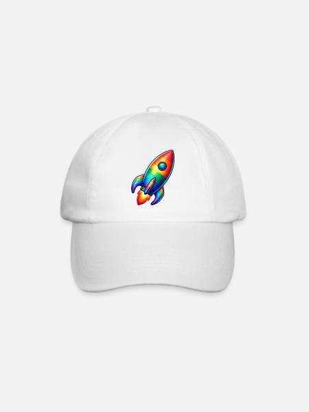 Raketen Regenbogen | Raketenstart - Baseballkappe - Weiß/Weiß