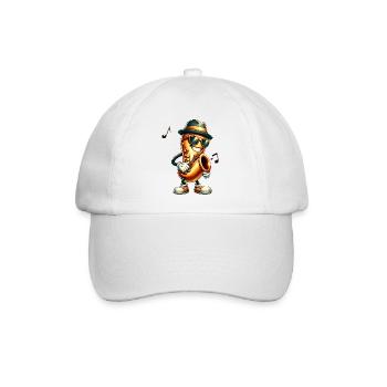 Jazz It! 🎷 Cooles Saxophon mit Hut und Sonnenbrille - Baseballkappe - Weiß/Weiß - Vorne