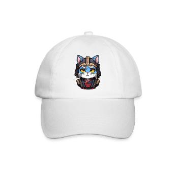 Samurai-Katze #4 - Baseballkappe - Weiß/Weiß - Vorne