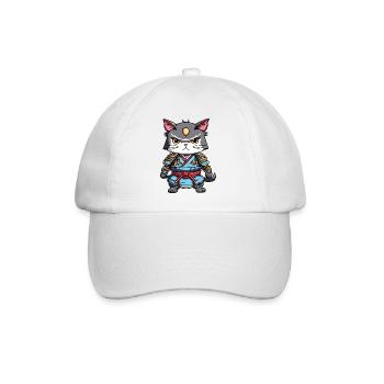 Samurai-Katze #14 - Baseballkappe - Weiß/Weiß - Vorne