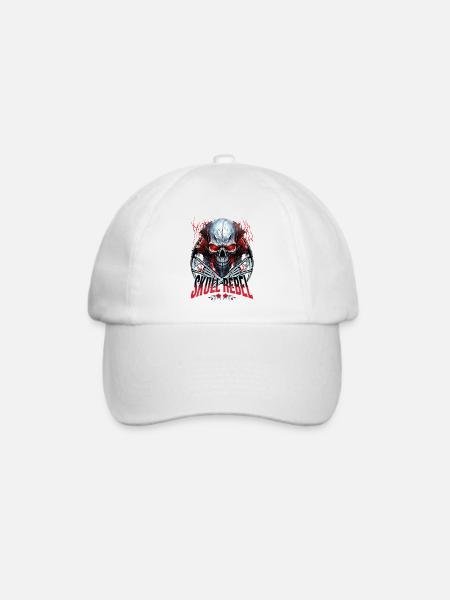 Totenkopf Totenschädel Skelett Motorrad Biker Gang - Baseballkappe - Weiß/Weiß