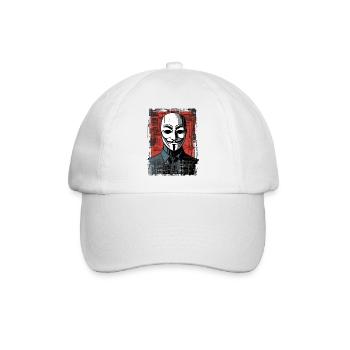 Anonymous Maske - Baseballkappe - Weiß/Weiß - Vorne