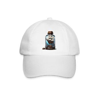 Flaschenschiff / Flaschenpost / Ahoi / Anker - Baseballkappe - Weiß/Weiß - Vorne