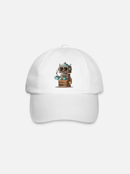 Robo-Kaffee - Baseballkappe - Weiß/Weiß