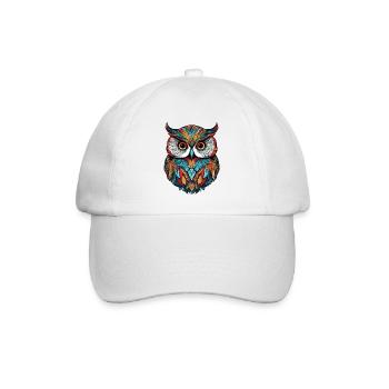 Bunte Eule - Baseballkappe - Weiß/Weiß - Vorne