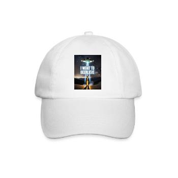 alien entführung bier wortspiel ich will beerlieve - Baseballkappe - Weiß/Weiß - Vorne