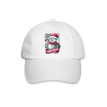 Schneemann Merry Christmas - Baseballkappe - Weiß/Weiß - Vorne