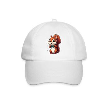 Eichhörnchen / Tier / Nagetier / Waldtier / Comic - Baseballkappe - Weiß/Weiß - Vorne