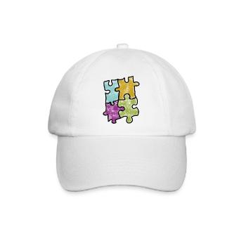 Puzzle-Design in Pastellfarben - Baseballkappe - Weiß/Weiß - Vorne