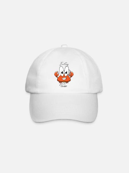 Verspieltes Cartoon-Krabben-Design für Kinderbekleidung - Baseballkappe - Weiß/Weiß