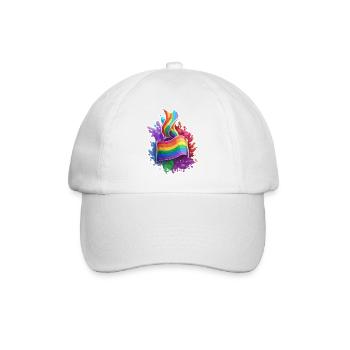Regenbogen Flagge / LGBTQIA+ /Transgender / Gay - Baseballkappe - Weiß/Weiß - Vorne
