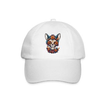 La Catrina/ Tattoo / Mexiko / Tier / Katze - Baseballkappe - Weiß/Weiß - Vorne