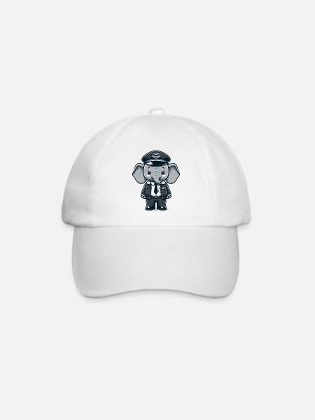Cute Elephant Pilot - Baseballkappe - Weiß/Weiß