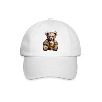 Teddybär / Kuscheltier / Stofftier / Geschenkidee - Baseballkappe - Weiß/Weiß - Vorne