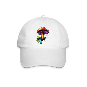 Pilz / Mushroom / Wiese / Wald / Goa / Psy - Baseballkappe - Weiß/Weiß - Vorne