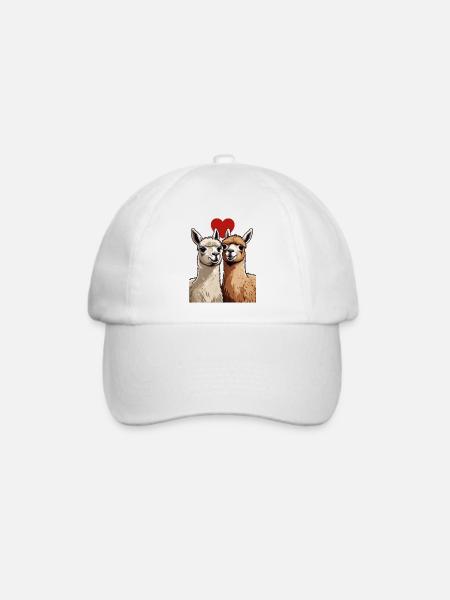 Verliebte Lamas - Baseballkappe - Weiß/Weiß