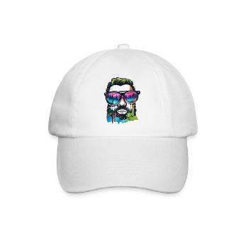 Sonnenbrille / Mann / Wald / Porträt / Kerl - Baseballkappe - Weiß/Weiß - Vorne
