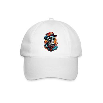 Skull / Totenkopf / Skelett / Gothic / Tattoo - Baseballkappe - Weiß/Weiß - Vorne