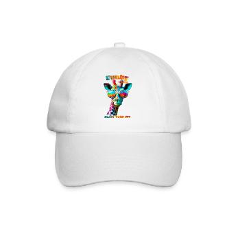Funky Vibes. Genieße dein Leben. Giraffe - Baseballkappe - Weiß/Weiß - Vorne