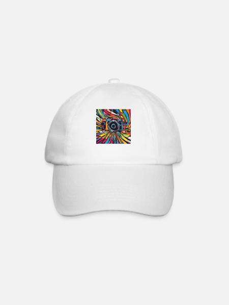 Kamera bunt - Baseballkappe - Weiß/Weiß